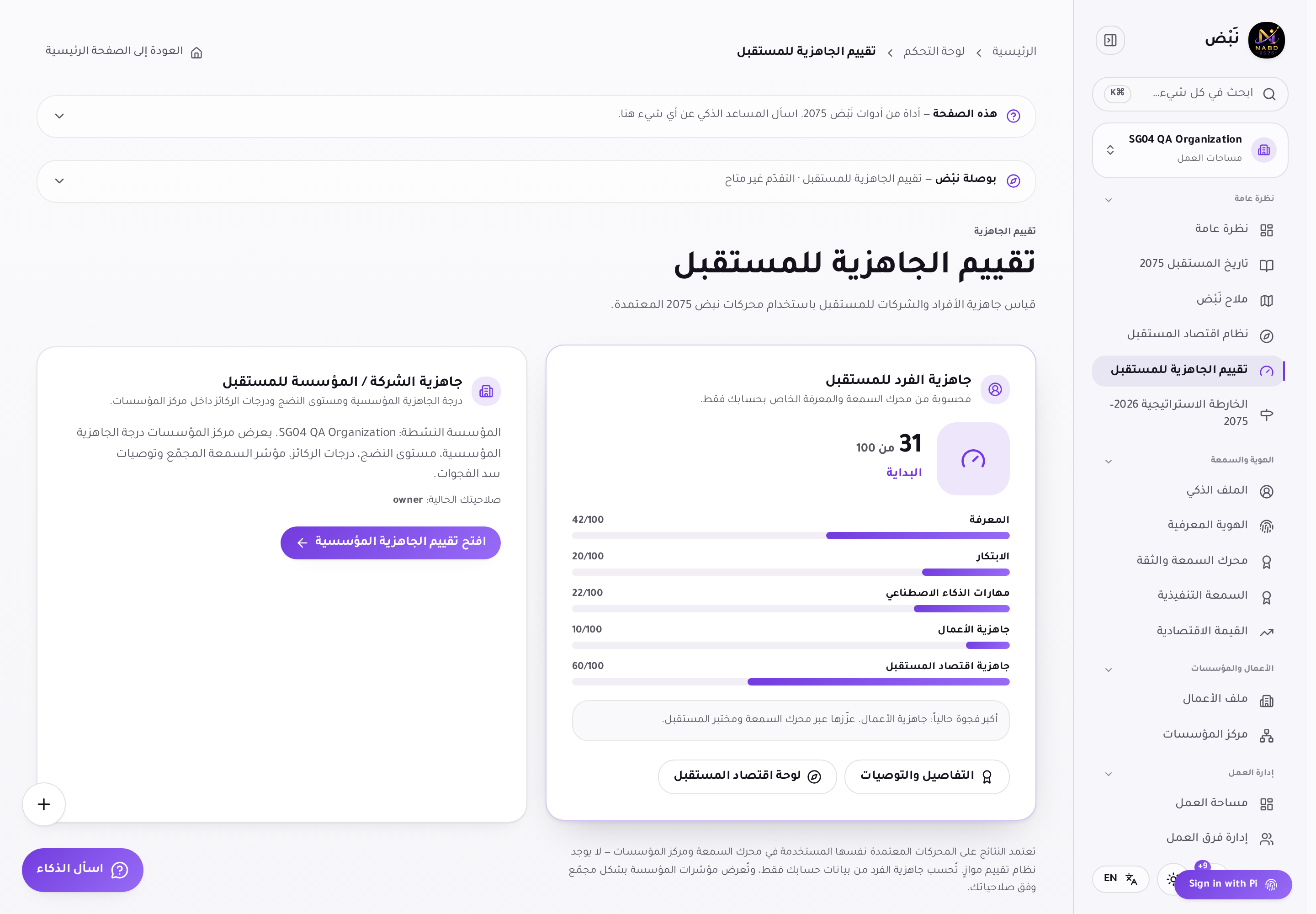 تقييم الجاهزية للمستقبل: جاهزية الفرد وجاهزية الشركة/المؤسسة